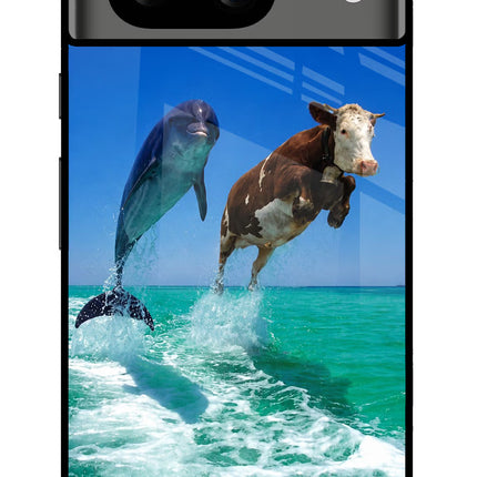 Dolphin vs Cow Google Pixel 8 Glass Case