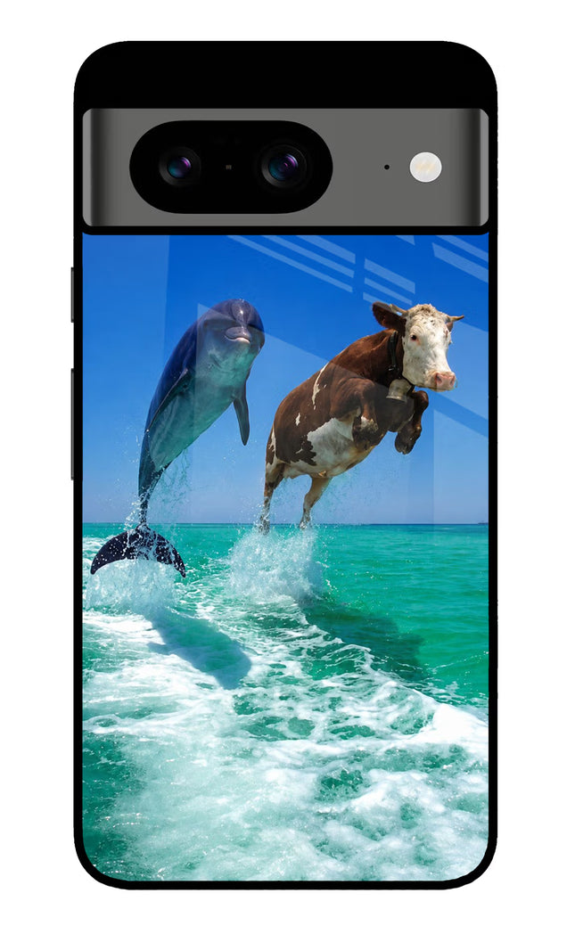 Dolphin vs Cow Google Pixel 8 Glass Case