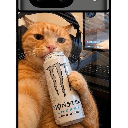 Gamer Cat Energy Google Pixel 8 Glass Case