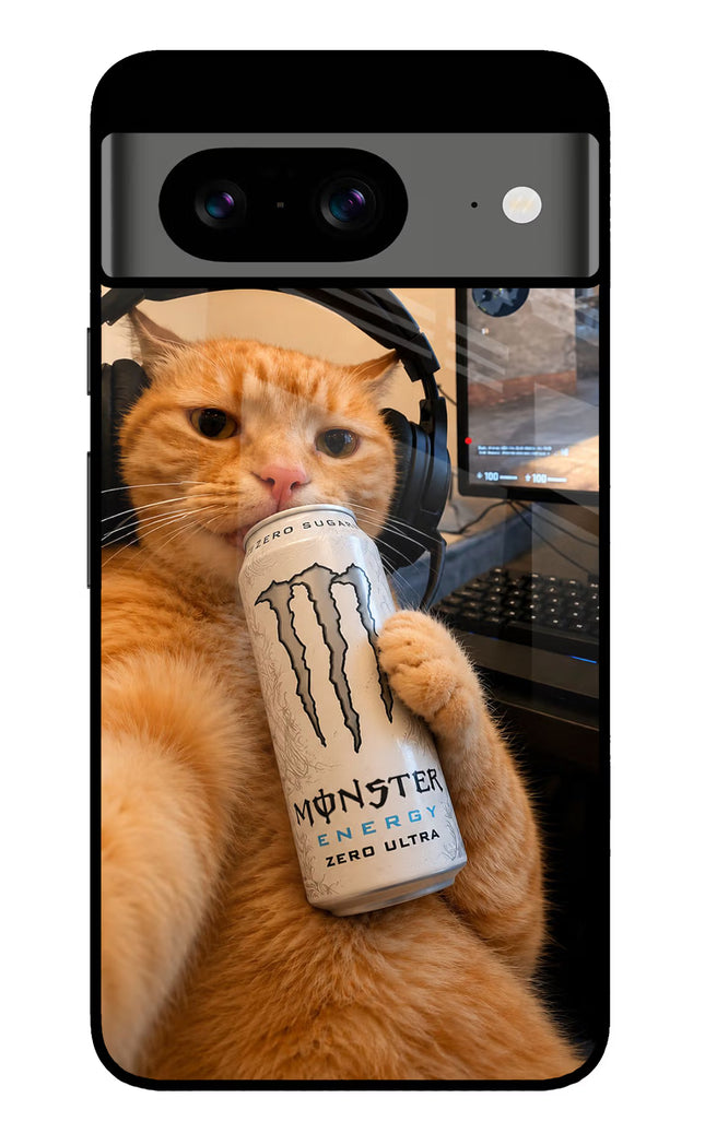 Gamer Cat Energy Google Pixel 8 Glass Case