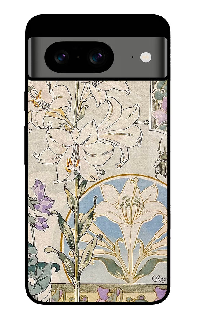 White Lily Google Pixel 8 Glass Case