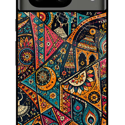 Folk Print Google Pixel 8 Glass Case