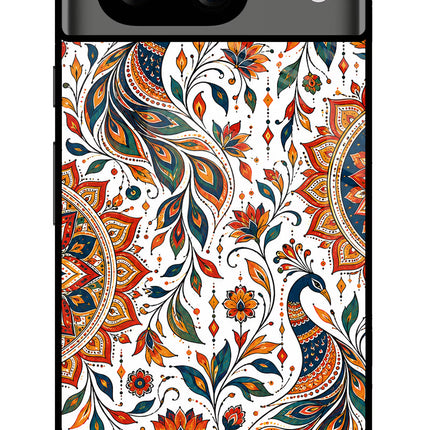 White Mayura Google Pixel 8 Glass Case