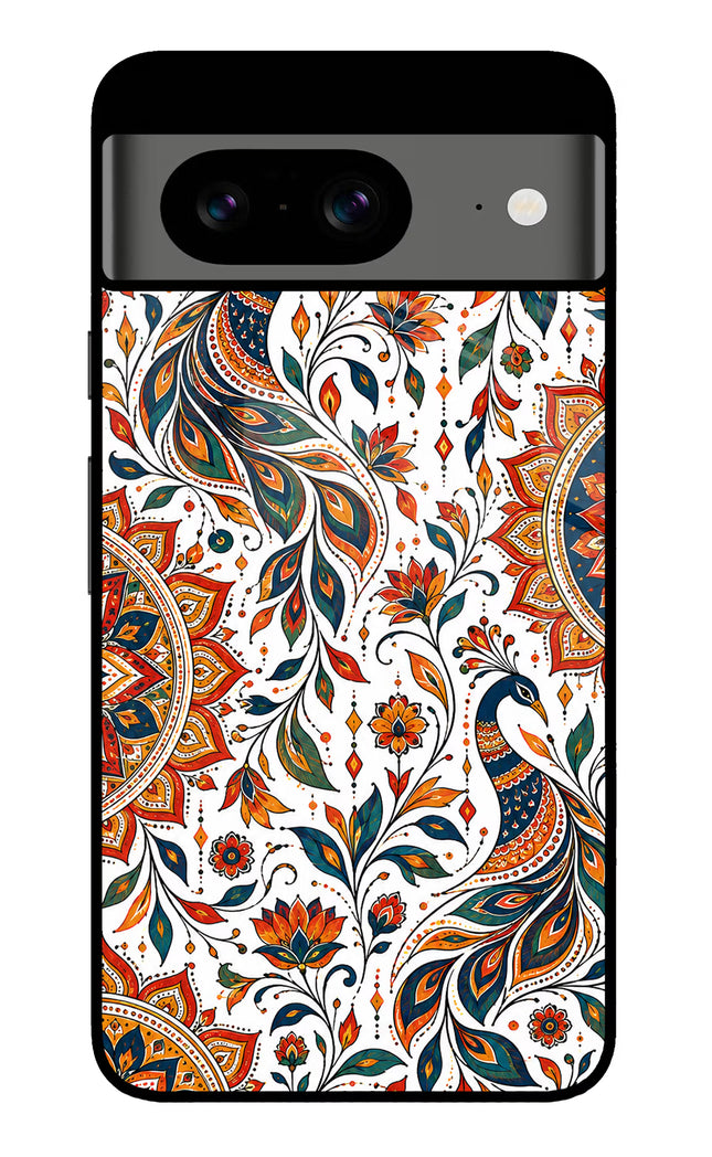 White Mayura Google Pixel 8 Glass Case