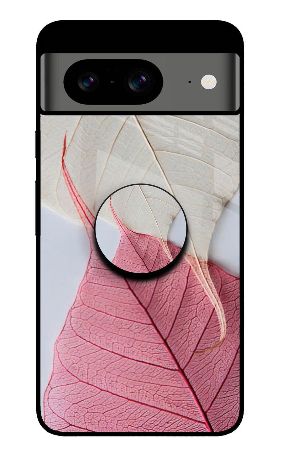White Pink Leaf Google Pixel 8 Pop Case, Glass case