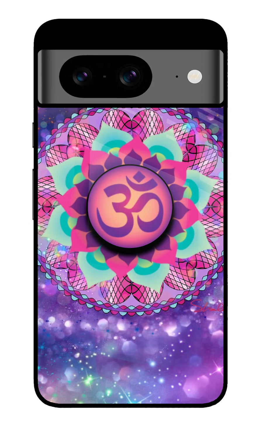 Om Purple Google Pixel 8 Pop Case, Glass case