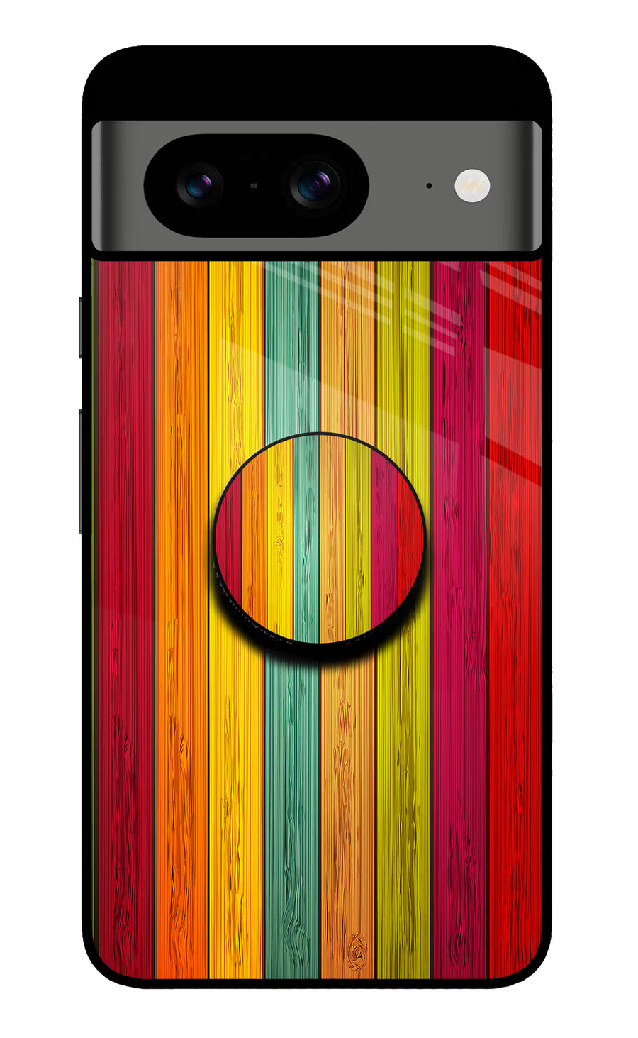 Multicolor Wooden Google Pixel 8 Pop Case, Glass case