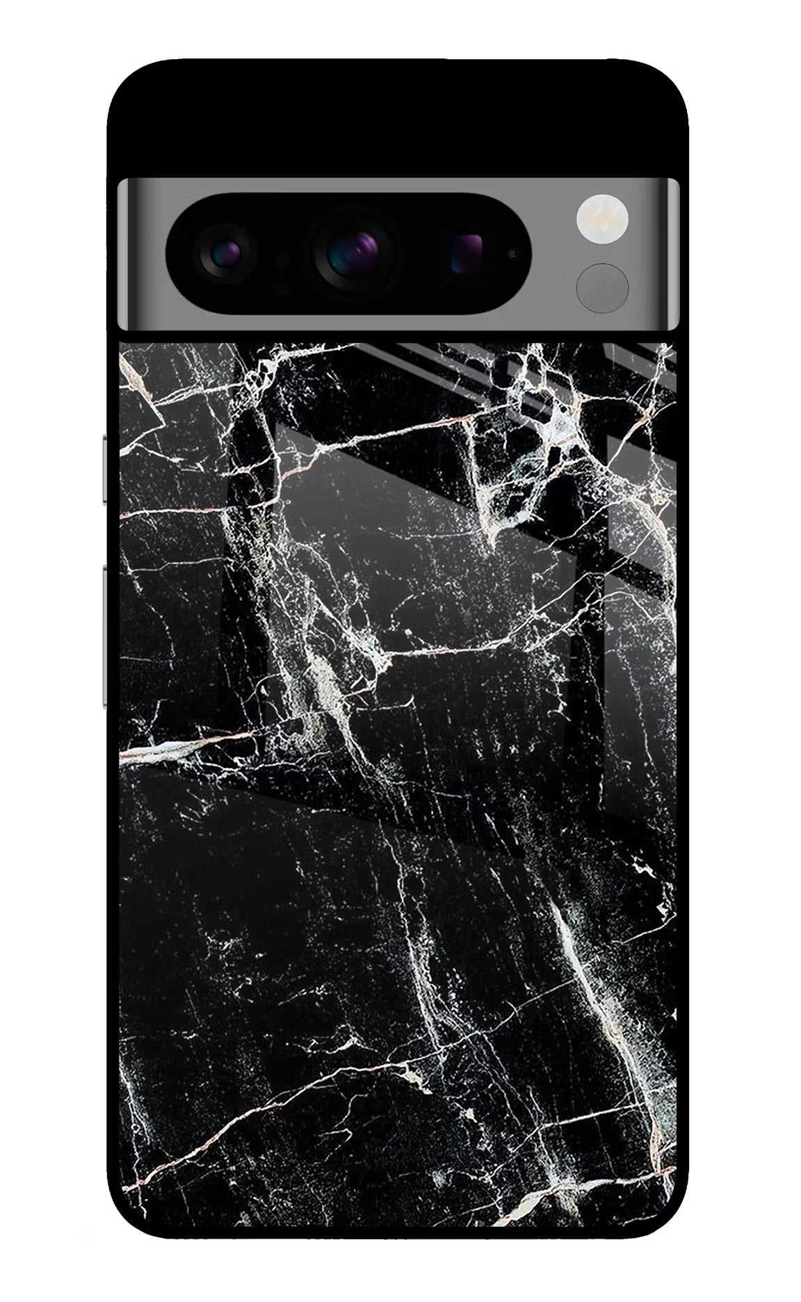 Black Marble Texture Google Pixel 8 Pro Glass Case Back Cover by Casekaro