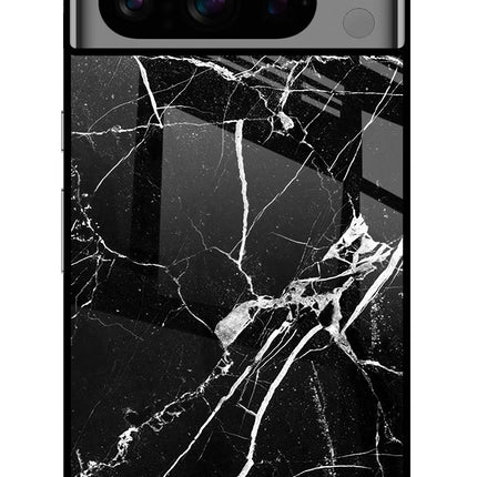 Black Marble Pattern Google Pixel 8 Pro Glass Case