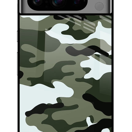 Camouflage Google Pixel 8 Pro Glass Case Back Cover by Casekaro