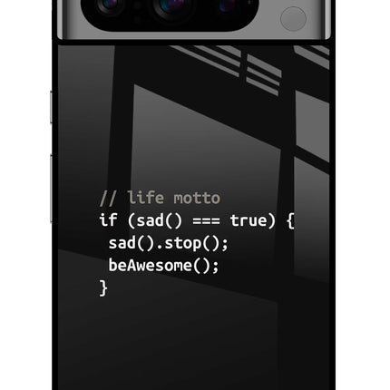 Life Motto Code Google Pixel 8 Pro Glass Case Back Cover by Casekaro