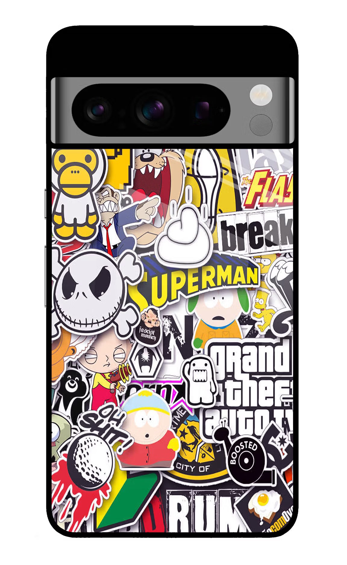 Sticker Bomb Google Pixel 8 Pro Glass Case Back Cover by Casekaro