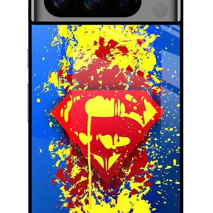 Superman logo Google Pixel 8 Pro Glass Case Back Cover by Casekaro