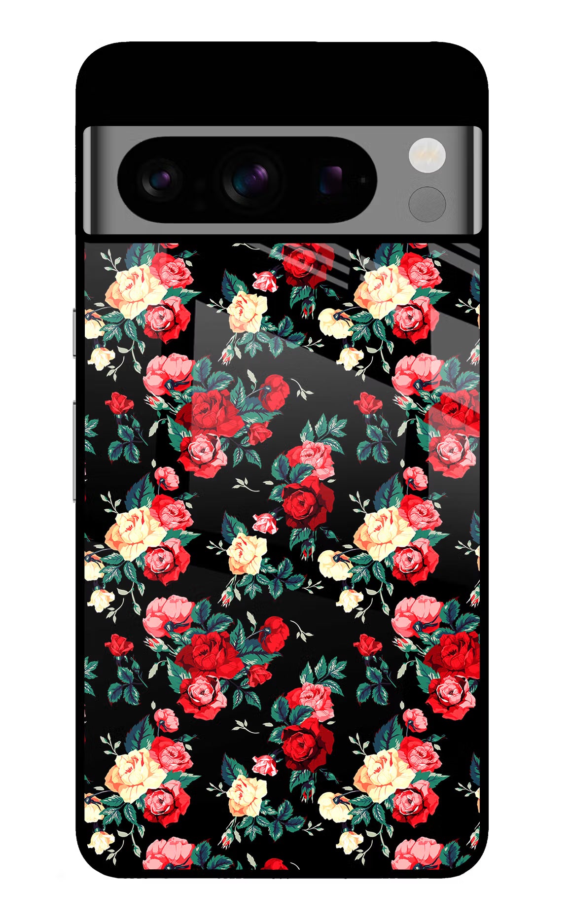 Rose Pattern Google Pixel 8 Pro Glass Case Back Cover by Casekaro