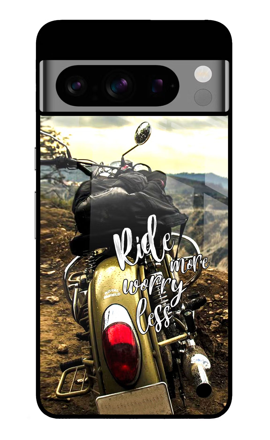 Ride More Worry Less Google Pixel 8 Pro Glass Case Back Cover by Casekaro