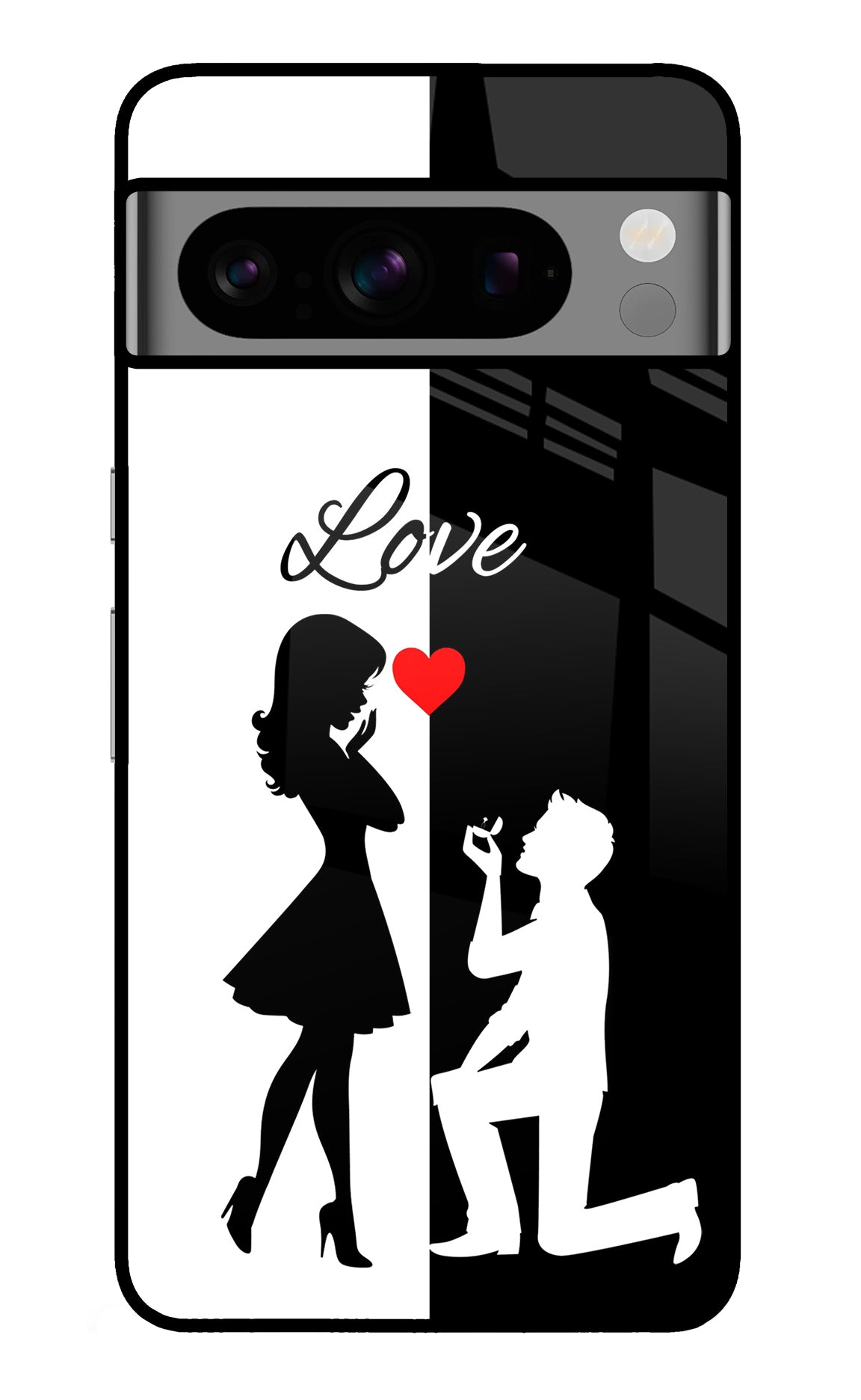 Love Propose Black And White Google Pixel 8 Pro Glass Case