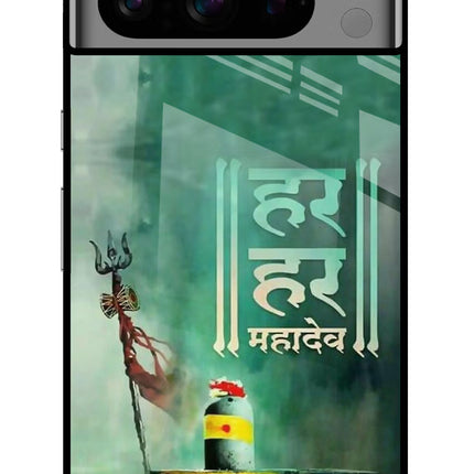 Har Har Mahadev Shivling Google Pixel 8 Pro Glass Case Back Cover by Casekaro