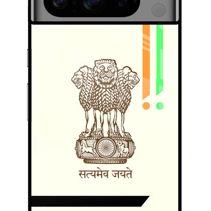 Satyamev Jayate Brown Logo Google Pixel 8 Pro Glass Case Back Cover by Casekaro