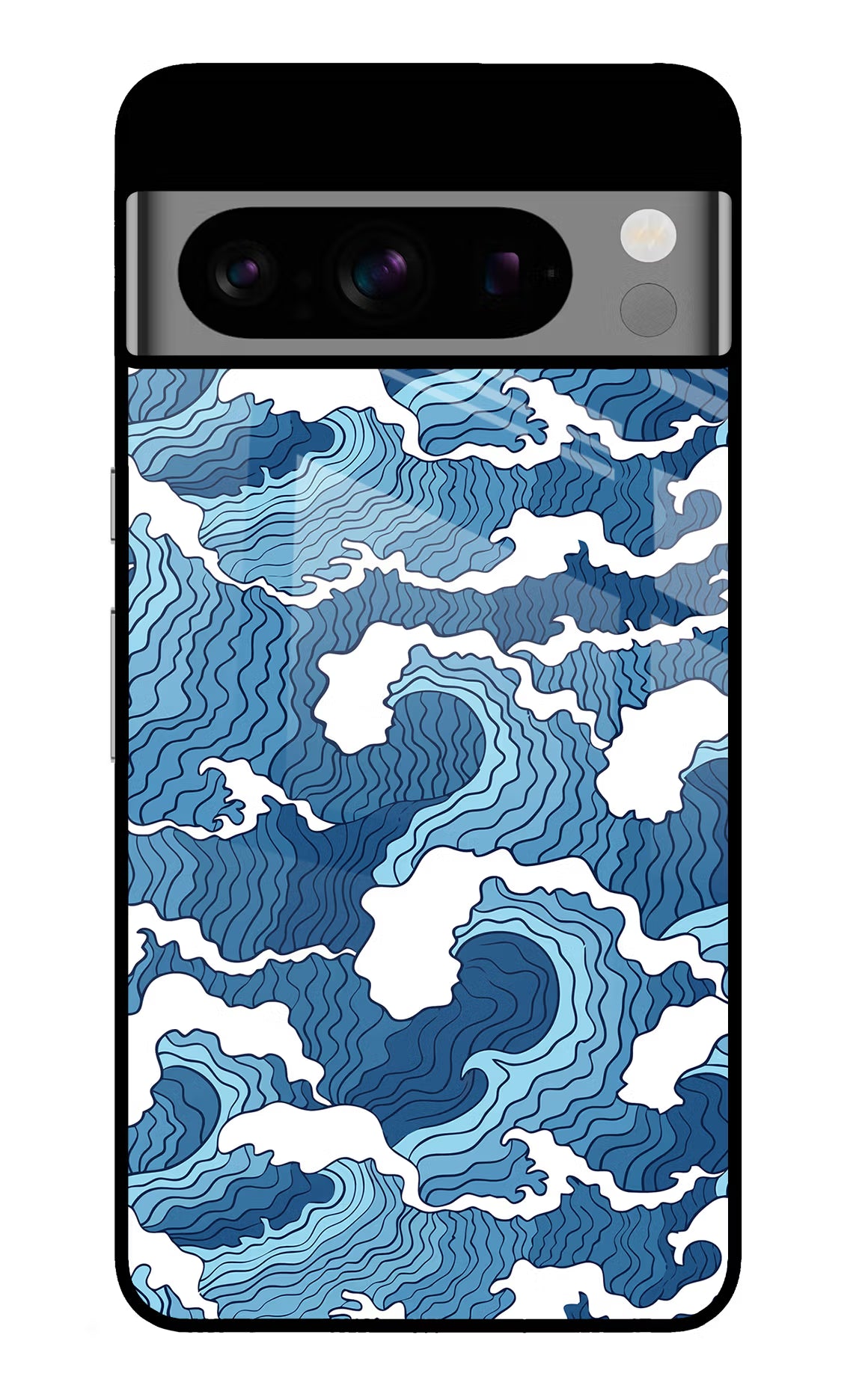 Blue Waves Google Pixel 8 Pro Glass Case Back Cover by Casekaro