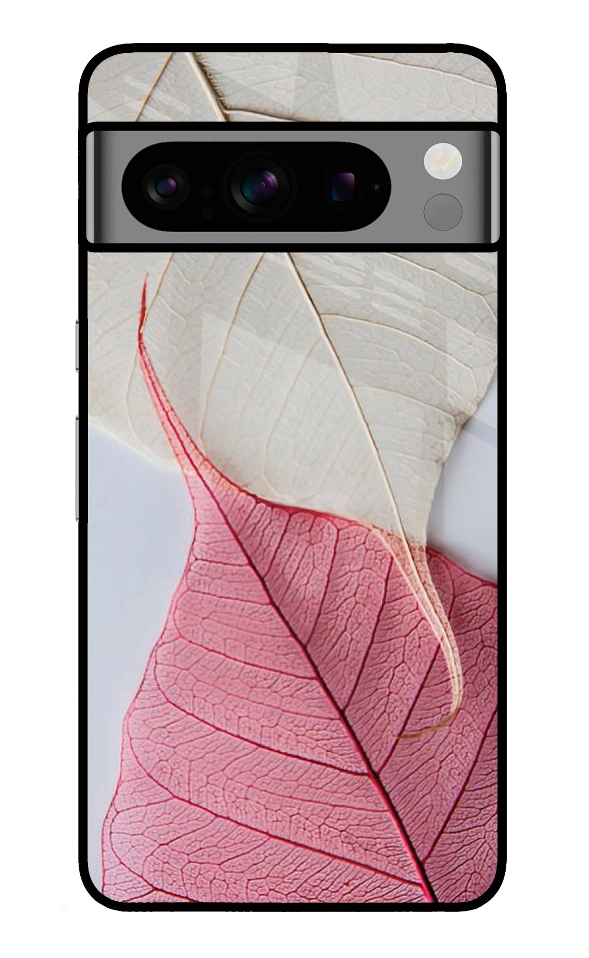 White Pink Leaf Google Pixel 8 Pro Back Cover