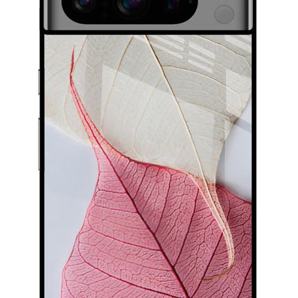 White Pink Leaf Google Pixel 8 Pro Glass Case