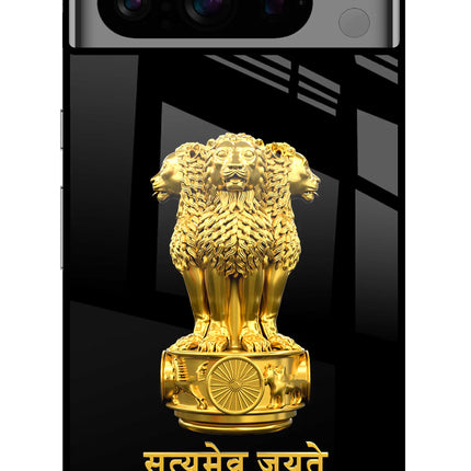 Satyamev Jayate Golden Google Pixel 8 Pro Glass Case Back Cover by Casekaro