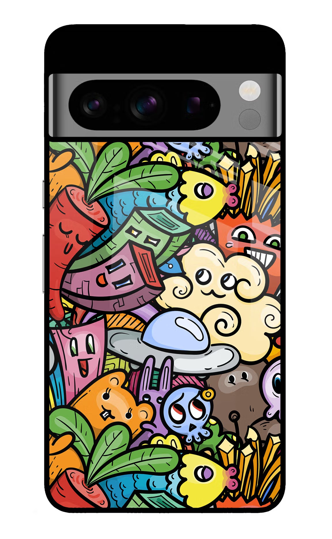 Veggie Doodle Google Pixel 8 Pro Glass Case Back Cover by Casekaro