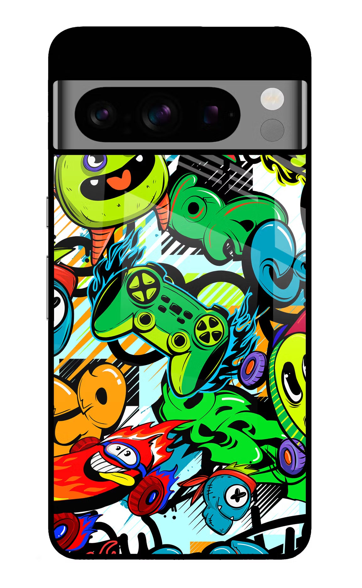 Game Doodle Google Pixel 8 Pro Glass Case Back Cover by Casekaro