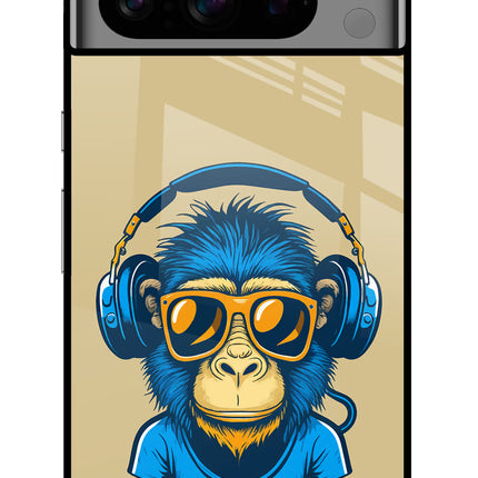 Monkey Headphone Google Pixel 8 Pro Glass Case Back Cover by Casekaro