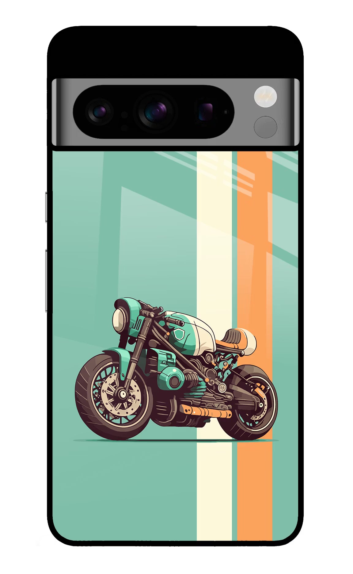 Striped Moto Drift Google Pixel 8 Pro Glass Case Back Cover by Casekaro