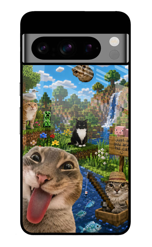 Minecraft Cat Chaos Google Pixel 8 Pro Glass Case