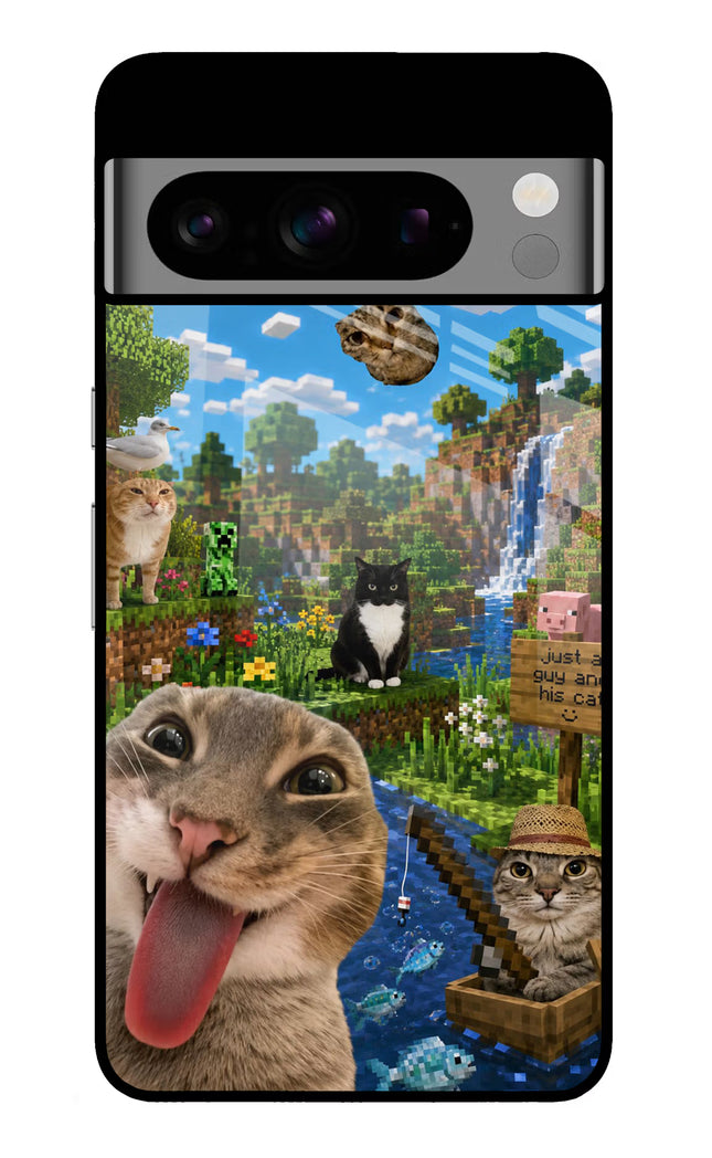 Minecraft Cat Chaos Google Pixel 8 Pro Glass Case