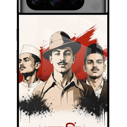Bhagat Singh Trio Google Pixel 8 Pro Glass Case Back Cover by Casekaro
