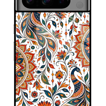 White Mayura Google Pixel 8 Pro Glass Case