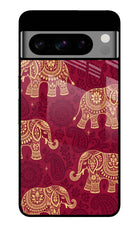 Maroon Elephant Google Pixel 8 Pro Glass Case Back Cover by Casekaro