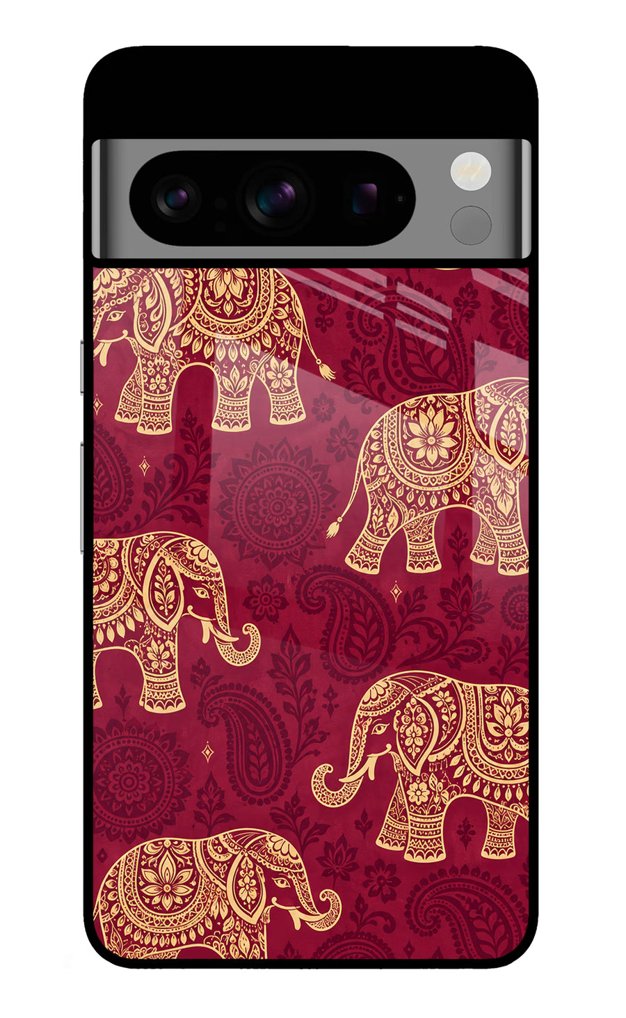 Maroon Elephant Google Pixel 8 Pro Back Cover, Glass case
