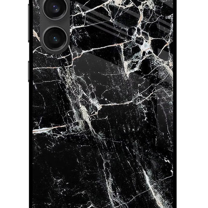 Black Marble Texture Samsung S23 FE 5G Glass Case Back Cover by Casekaro