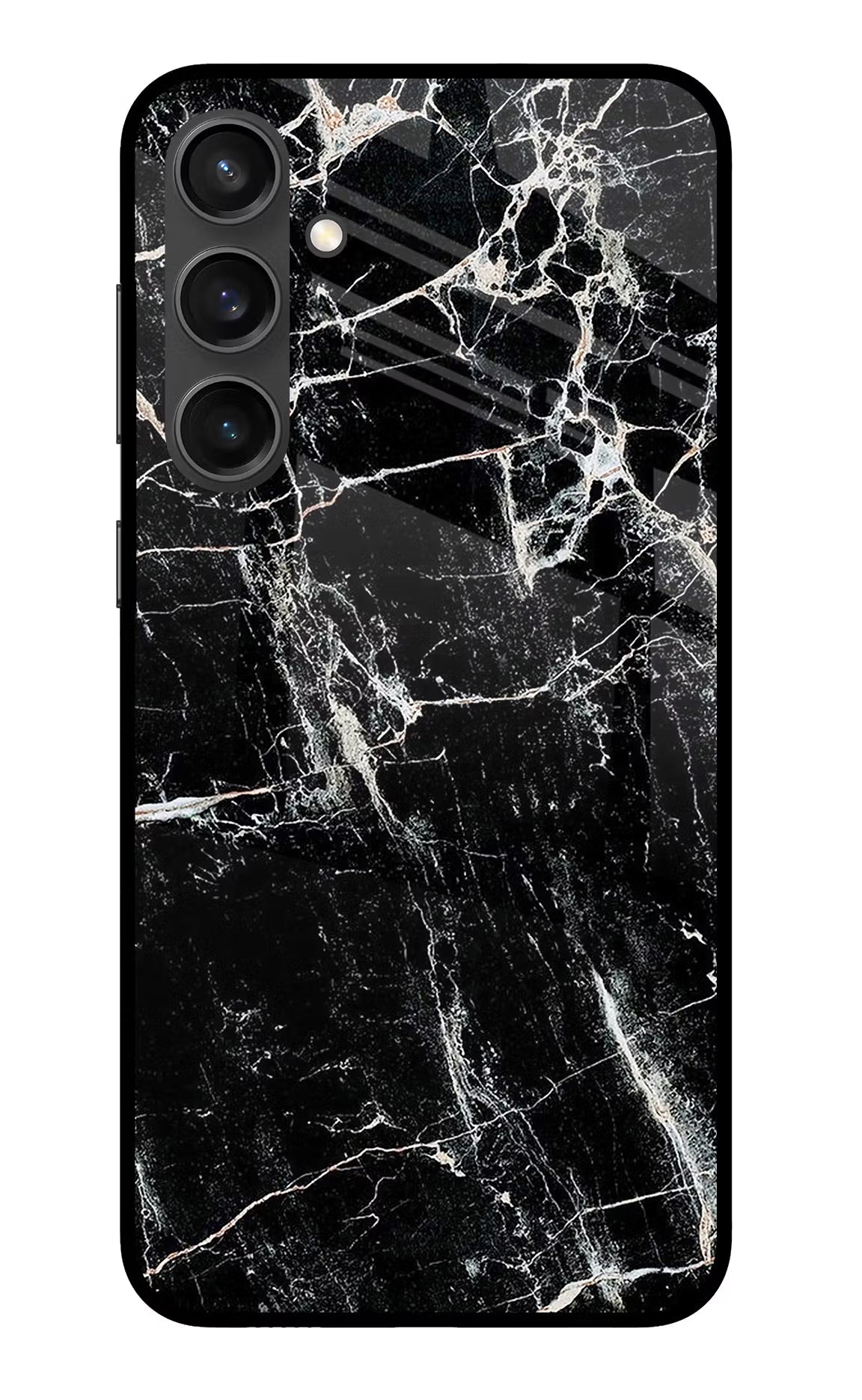 Black Marble Texture Samsung S23 FE 5G Glass Case Back Cover by Casekaro