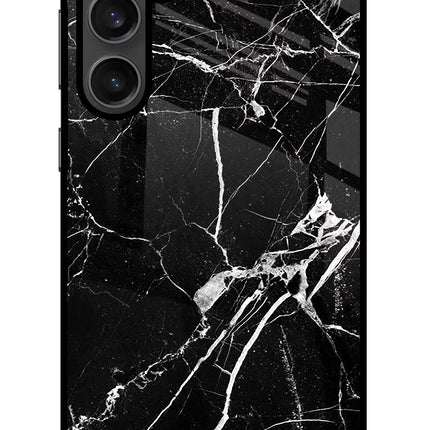Black Marble Pattern Samsung S23 FE 5G Glass Case