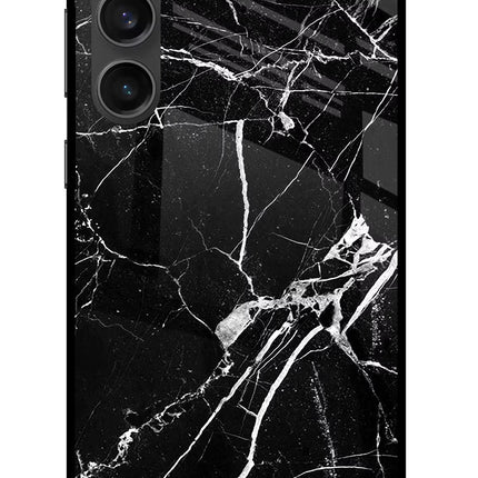 Black Marble Pattern Samsung S23 FE 5G Glass Case Back Cover by Casekaro