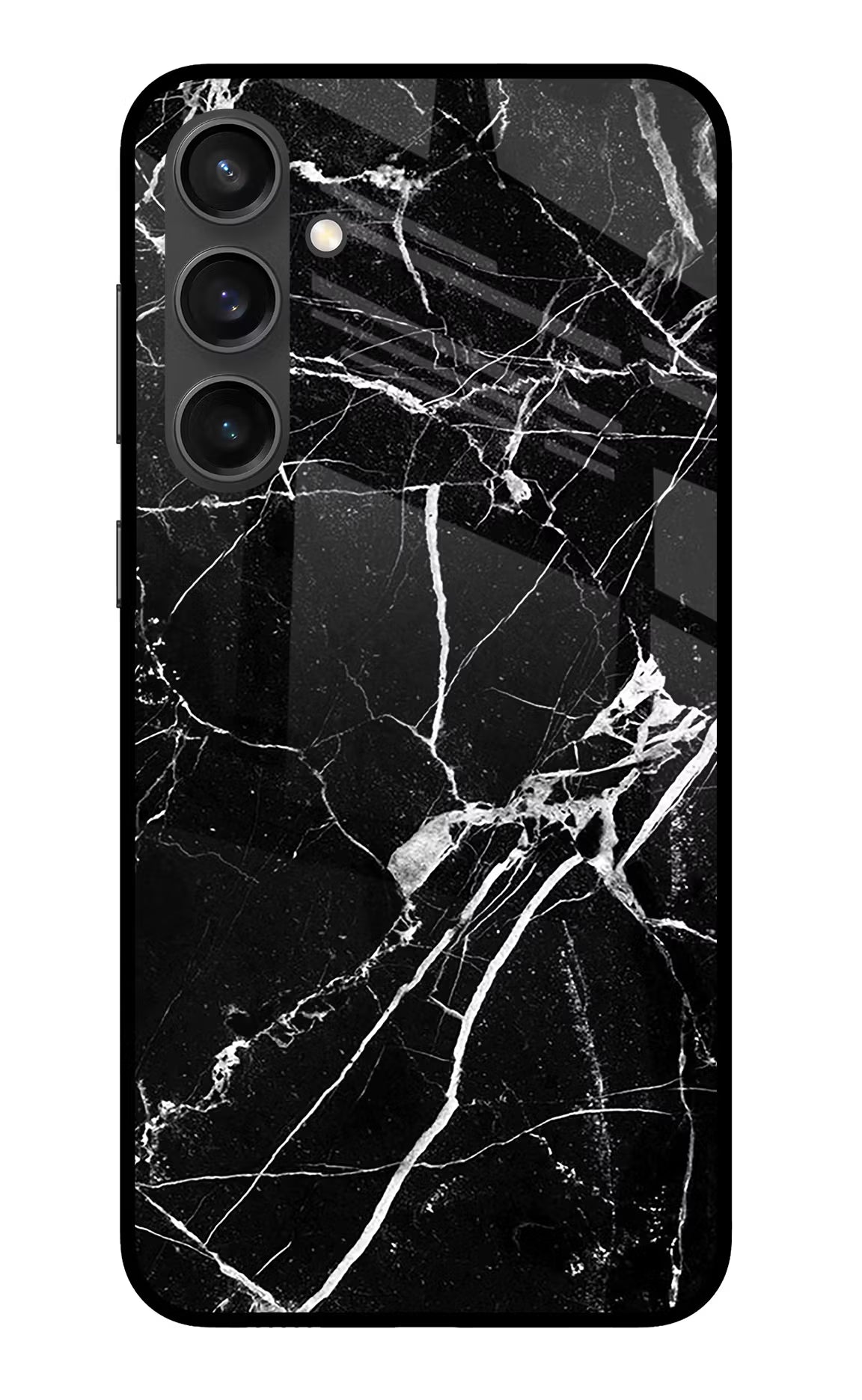 Black Marble Pattern Samsung S23 FE 5G Glass Case Back Cover by Casekaro
