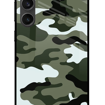 Camouflage Samsung S23 FE 5G Glass Case Back Cover by Casekaro