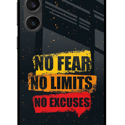 No Fear No Limits No Excuse Samsung S23 FE 5G Glass Case Back Cover by Casekaro
