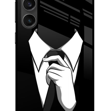 Black Tie Samsung S23 FE 5G Glass Case Back Cover by Casekaro