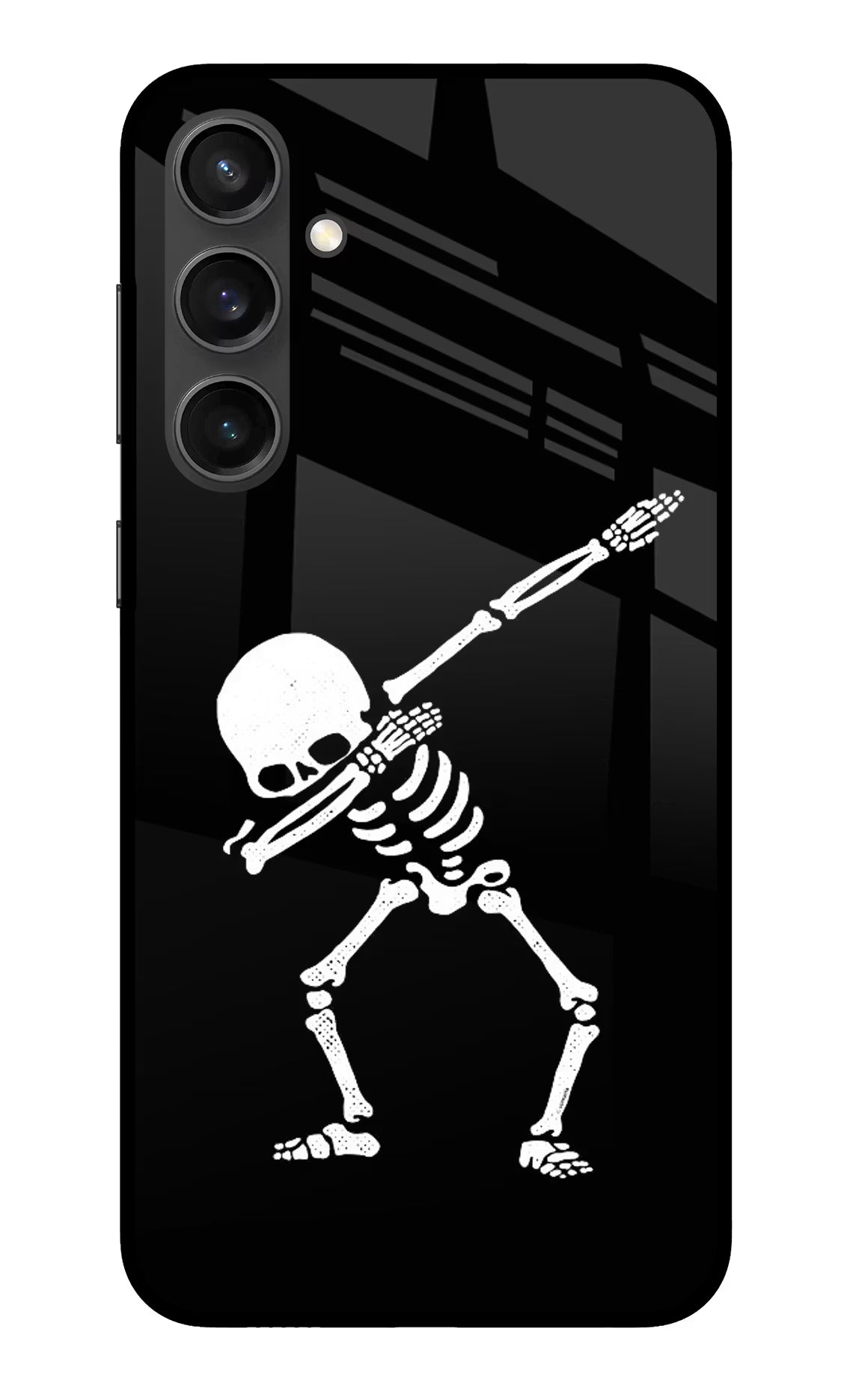 Dabbing Skeleton Art Samsung S23 FE 5G Glass Case Back Cover by Casekaro