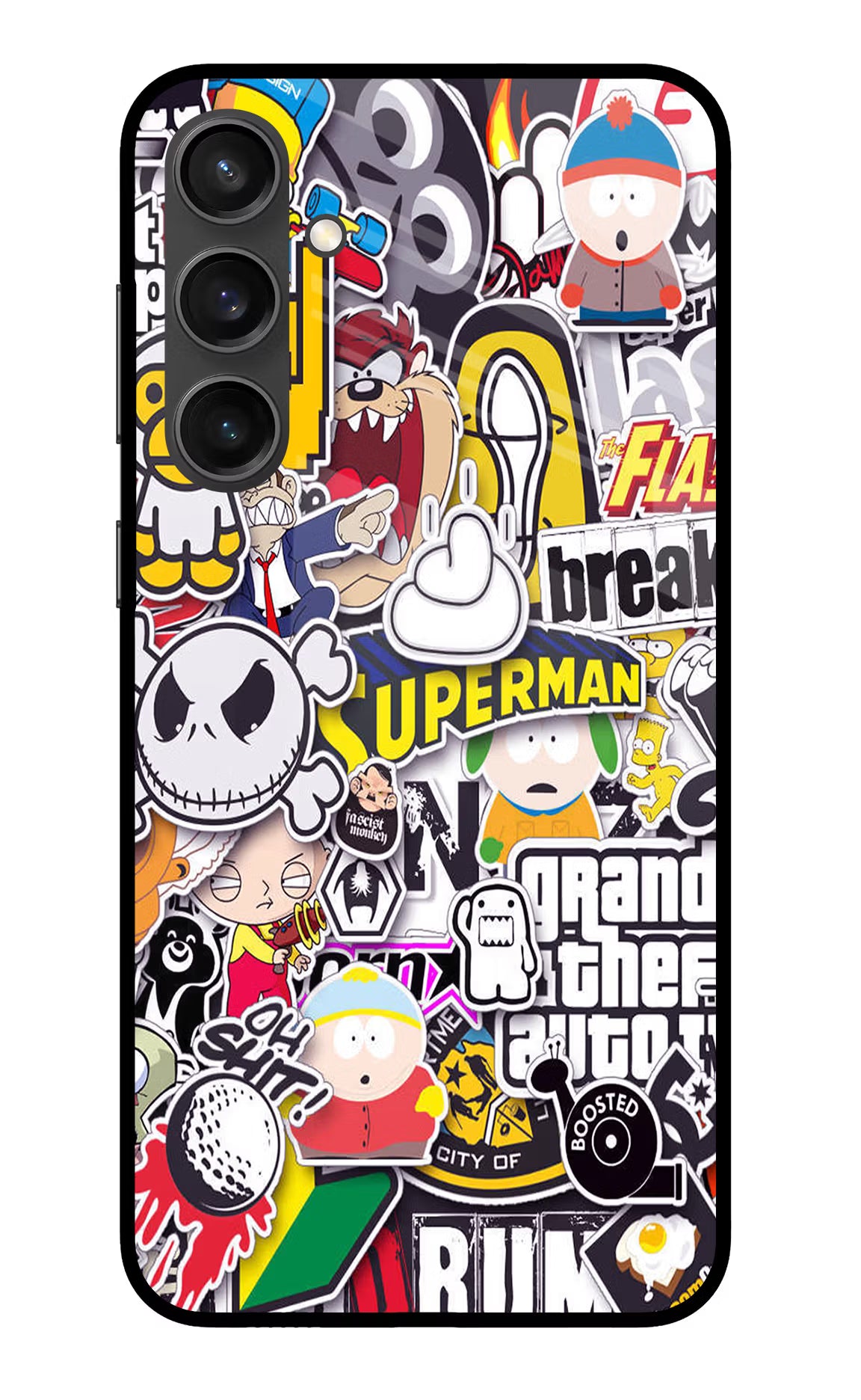 Sticker Bomb Samsung S23 FE 5G Glass Case Back Cover by Casekaro