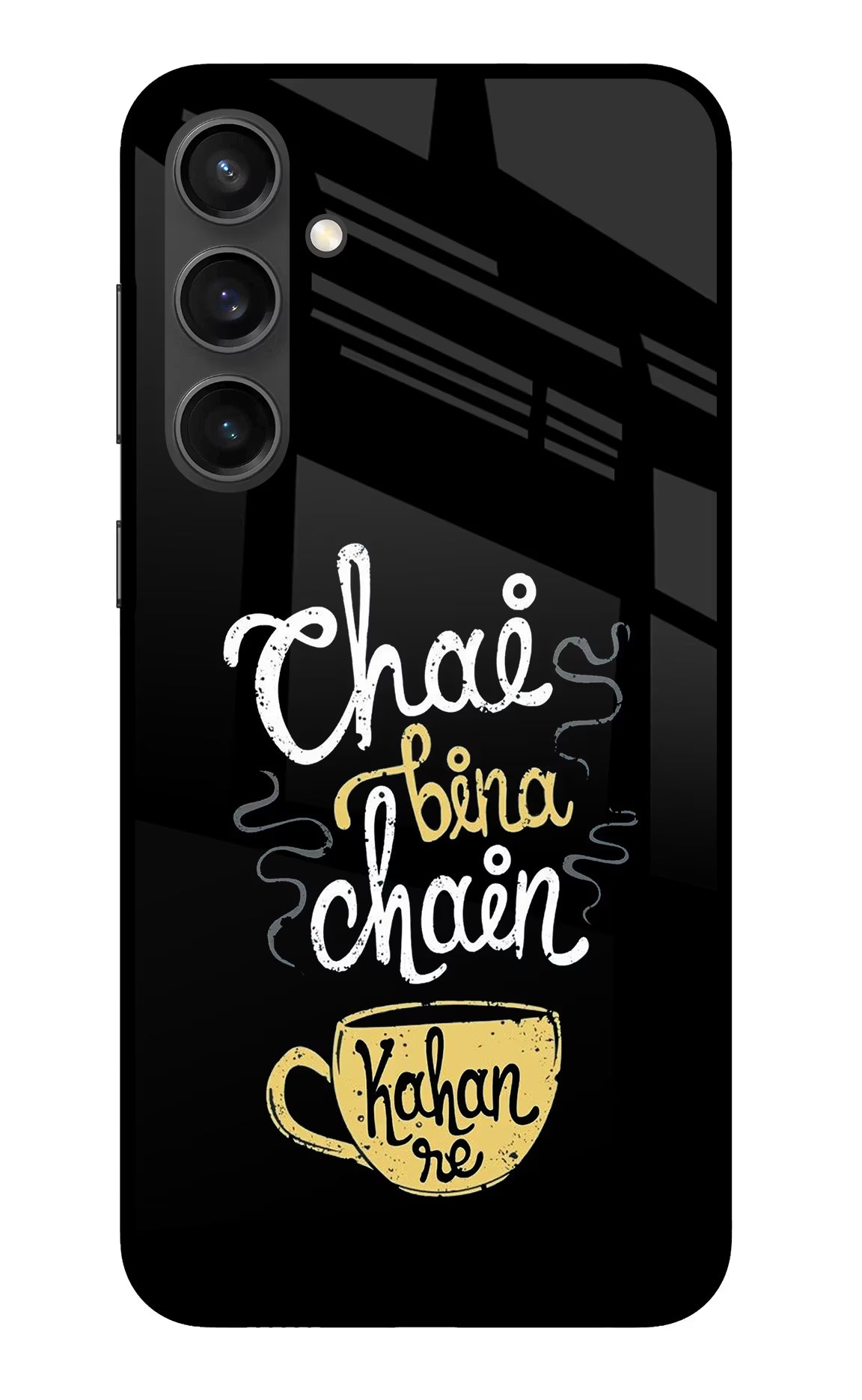 Chai Bina Chain Kaha Re Samsung S23 FE 5G Glass Case Back Cover by Casekaro
