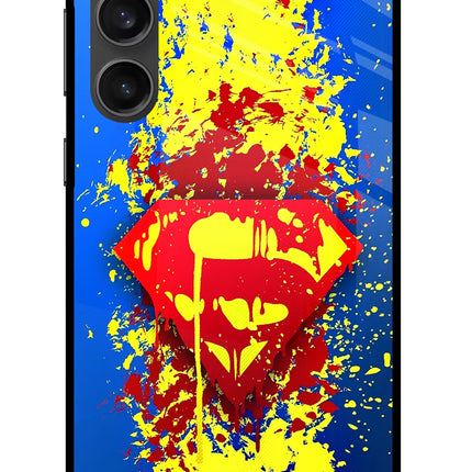 Superman logo Samsung S23 FE 5G Glass Case Back Cover by Casekaro