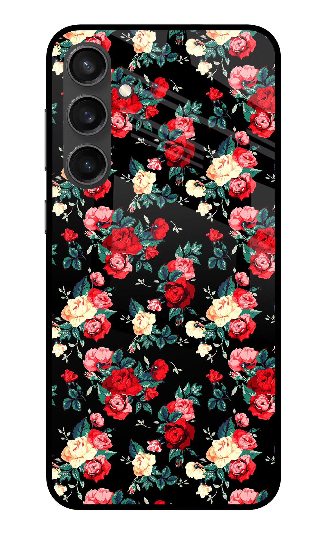Rose Pattern Samsung S23 FE 5G Glass Case Back Cover by Casekaro