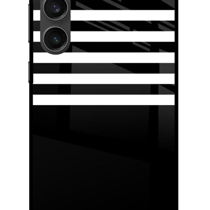 Black and White Print Samsung S23 FE 5G Glass Case Back Cover by Casekaro